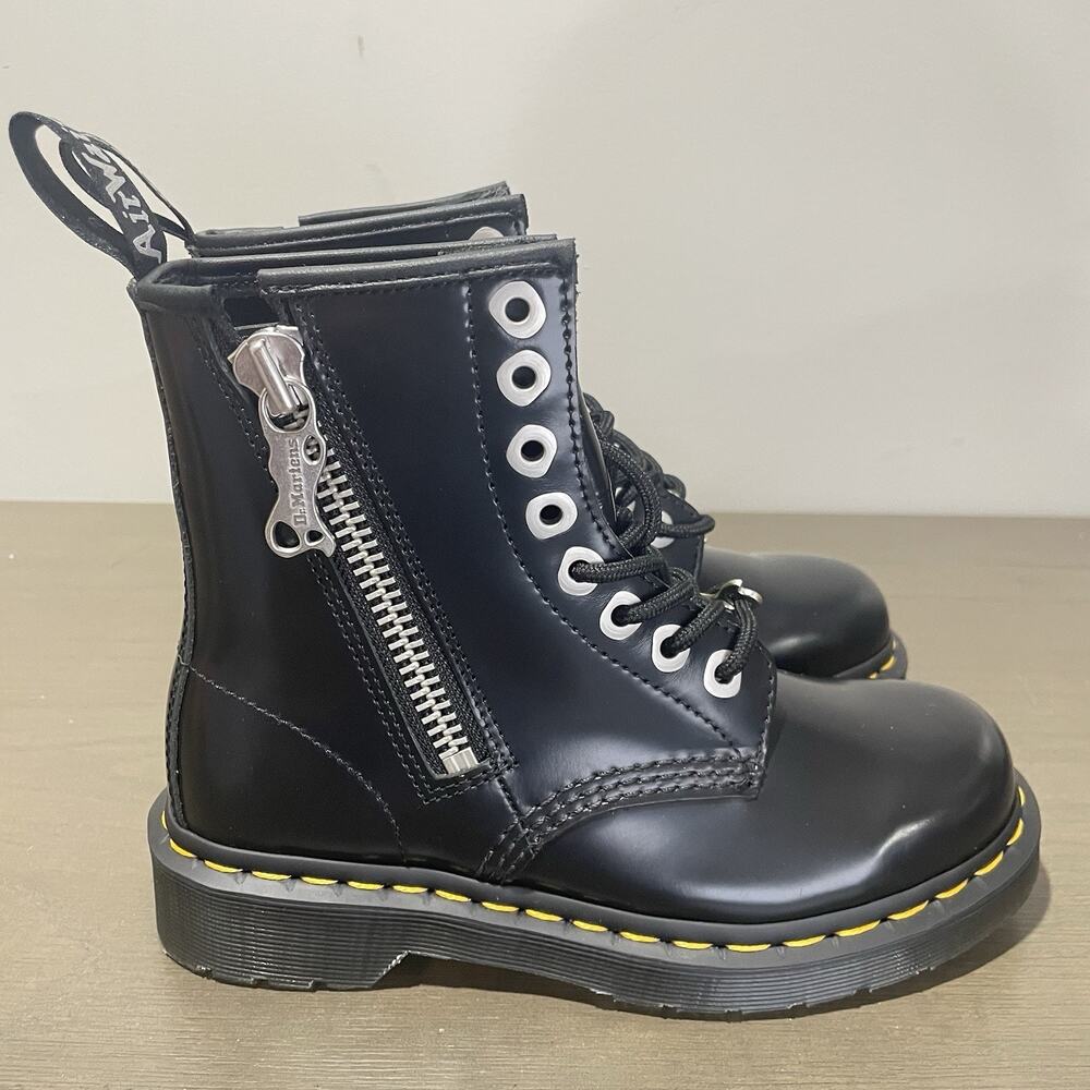 Dr Martens Womens Size 5 Boots NEW Open Box 1460 Zip Leather Black Lace Up